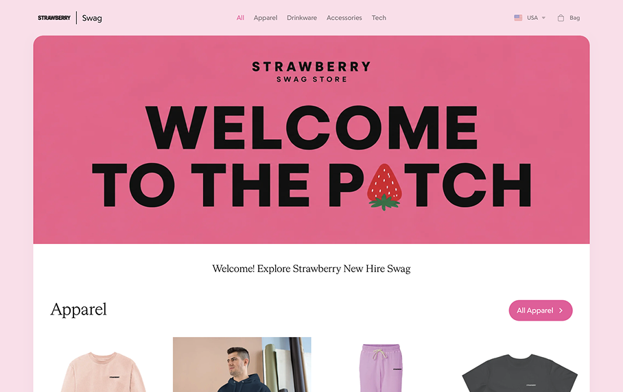 The New Hire Swag Portal storefront