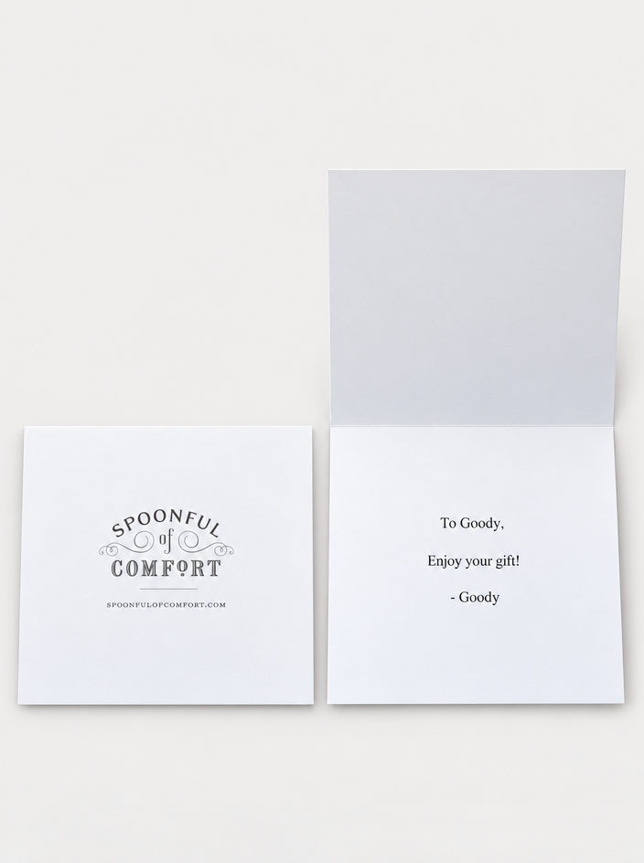 Spoonful of Comfort printed gift note example
