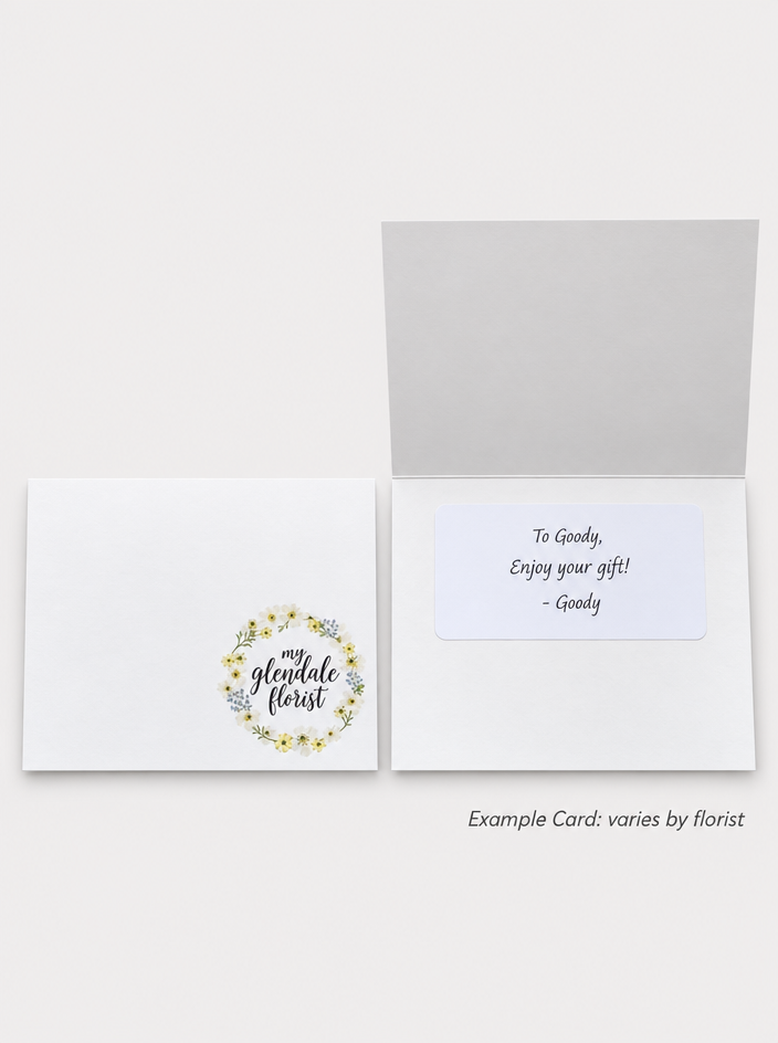 H.Bloom printed gift note example
