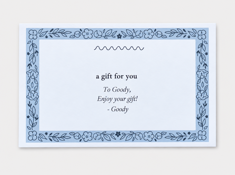 Maman printed gift note example