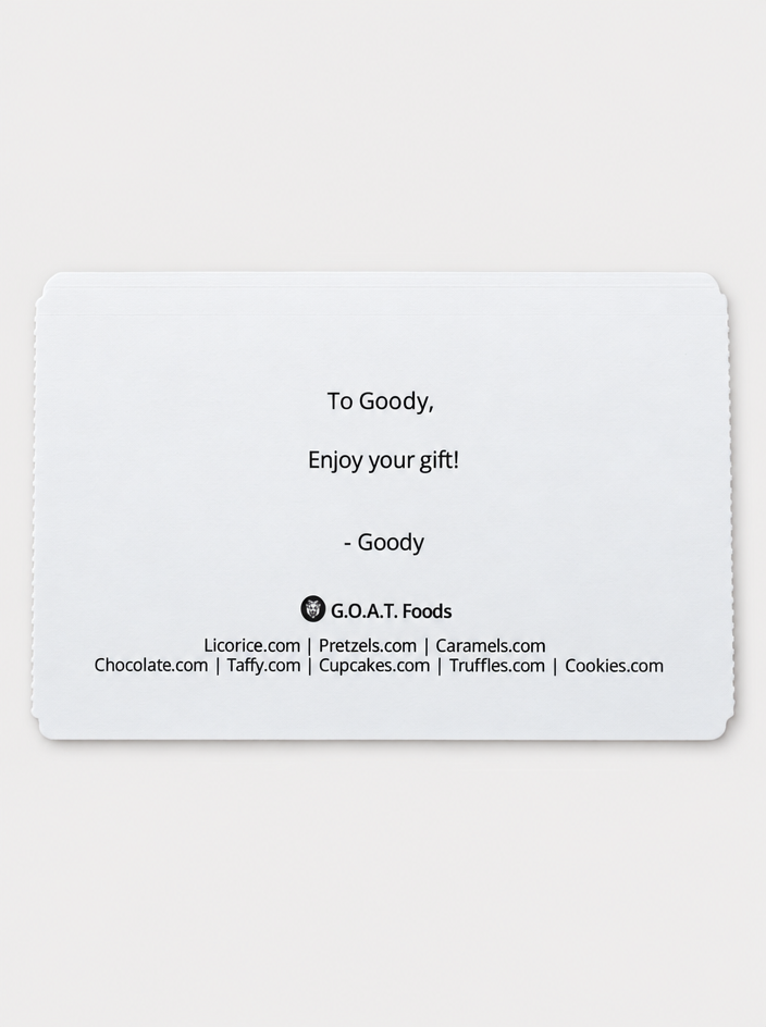 Licorice.com printed gift note example