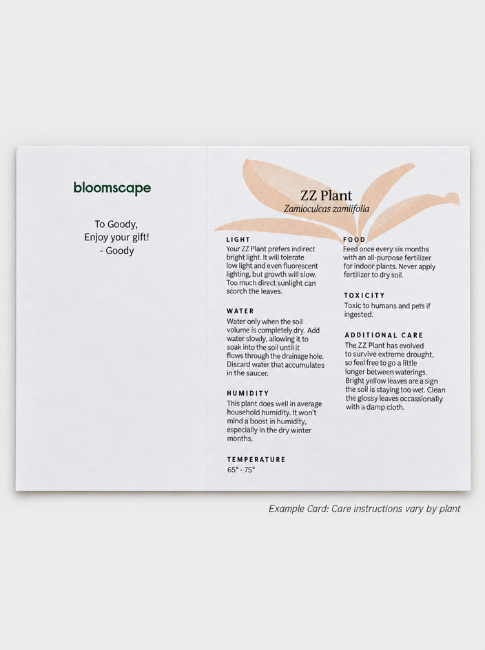 Bloomscape printed gift note example