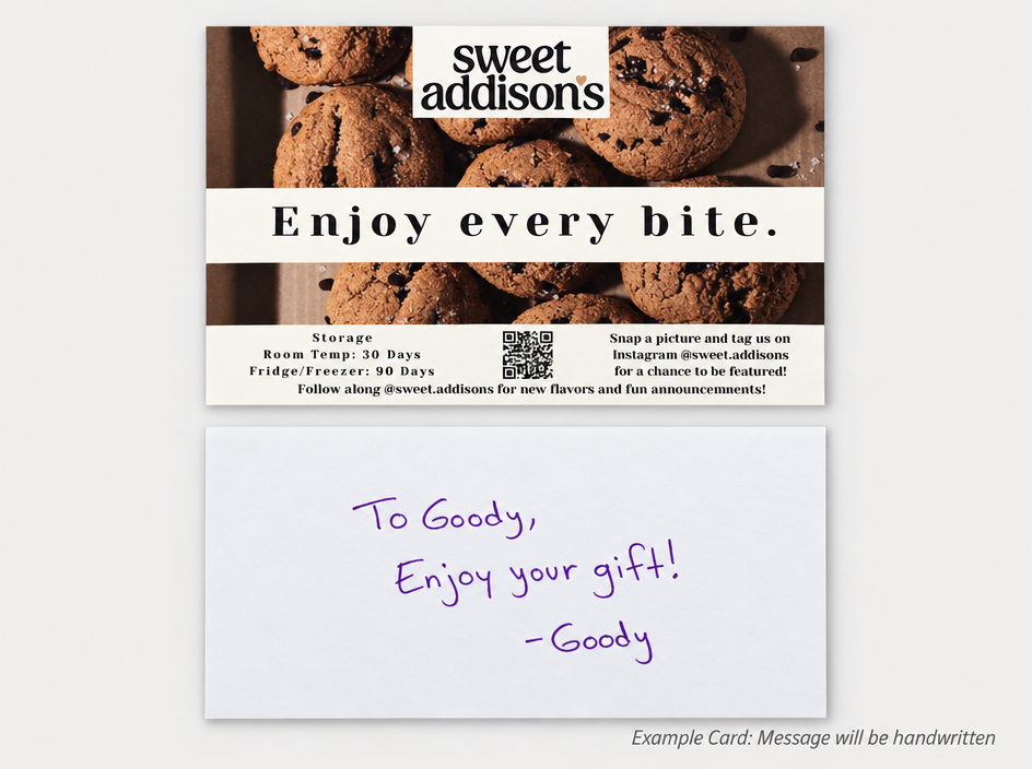 Sweet Addison's printed gift note example