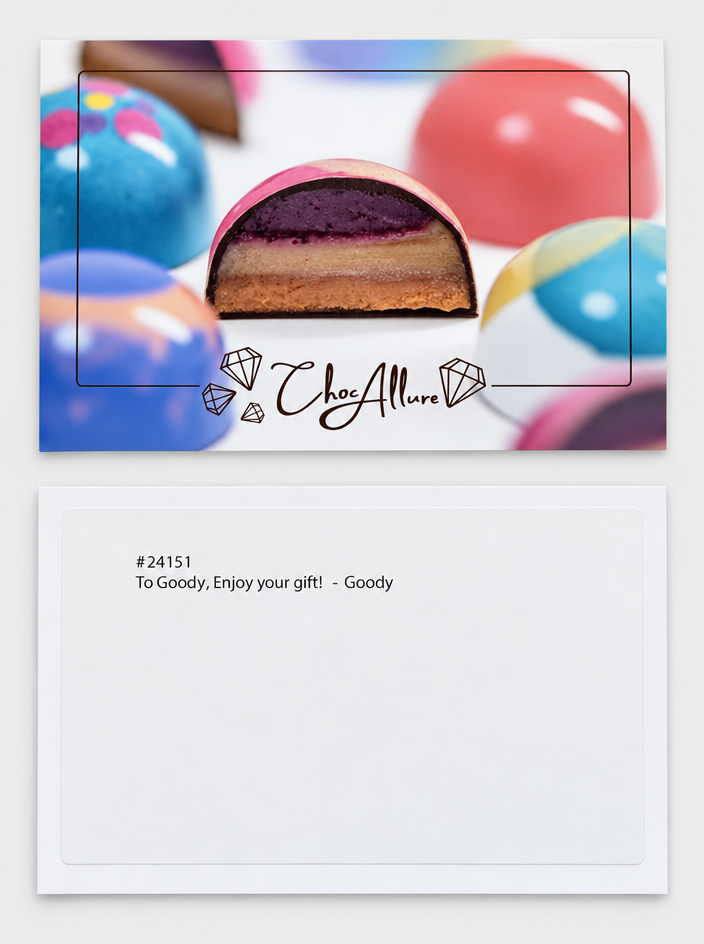 ChocAllure printed gift note example