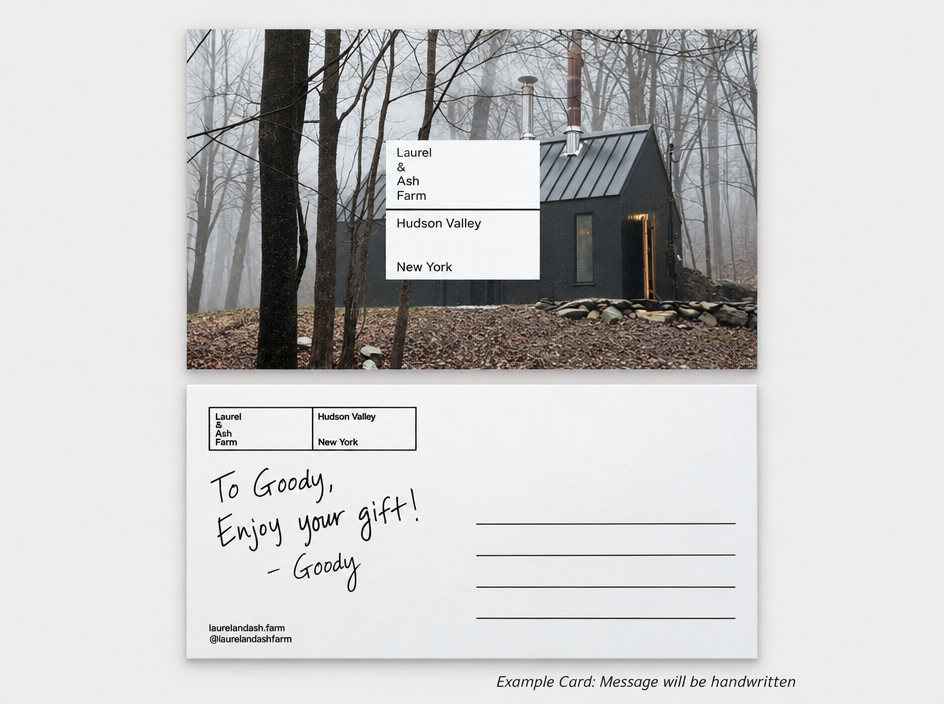 Laurel & Ash printed gift note example