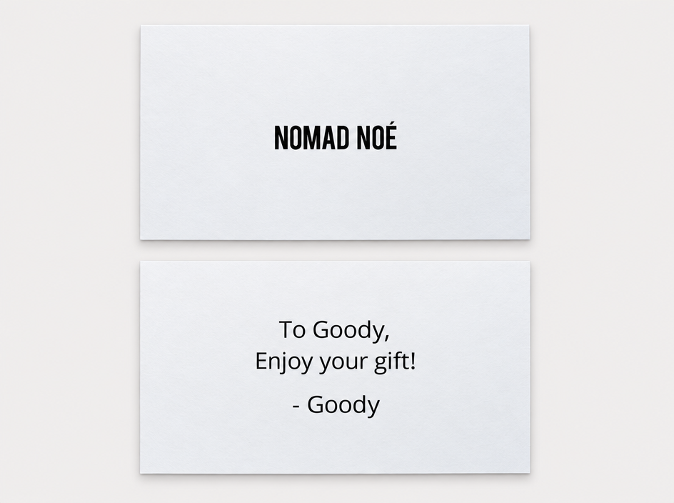 Nomad Noé printed gift note example