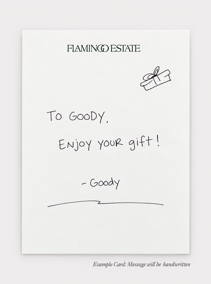 Flamingo Estate printed gift note example