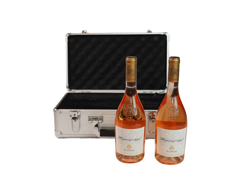 Two Bottles of Whispering Angel with VinBottle Silver Aluminum Case