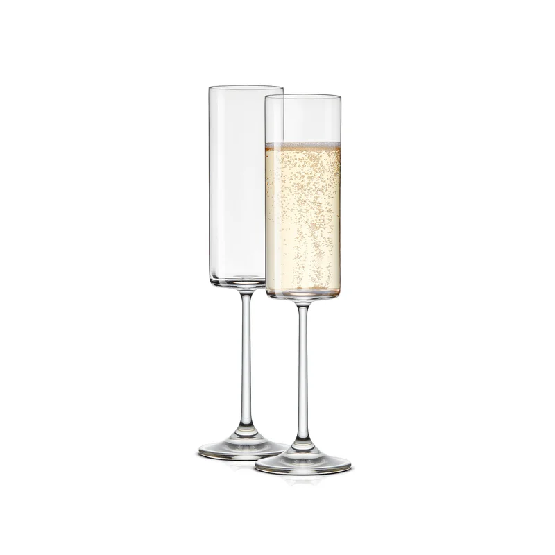 Claire European Crystal Champagne Flutes, Set of 2