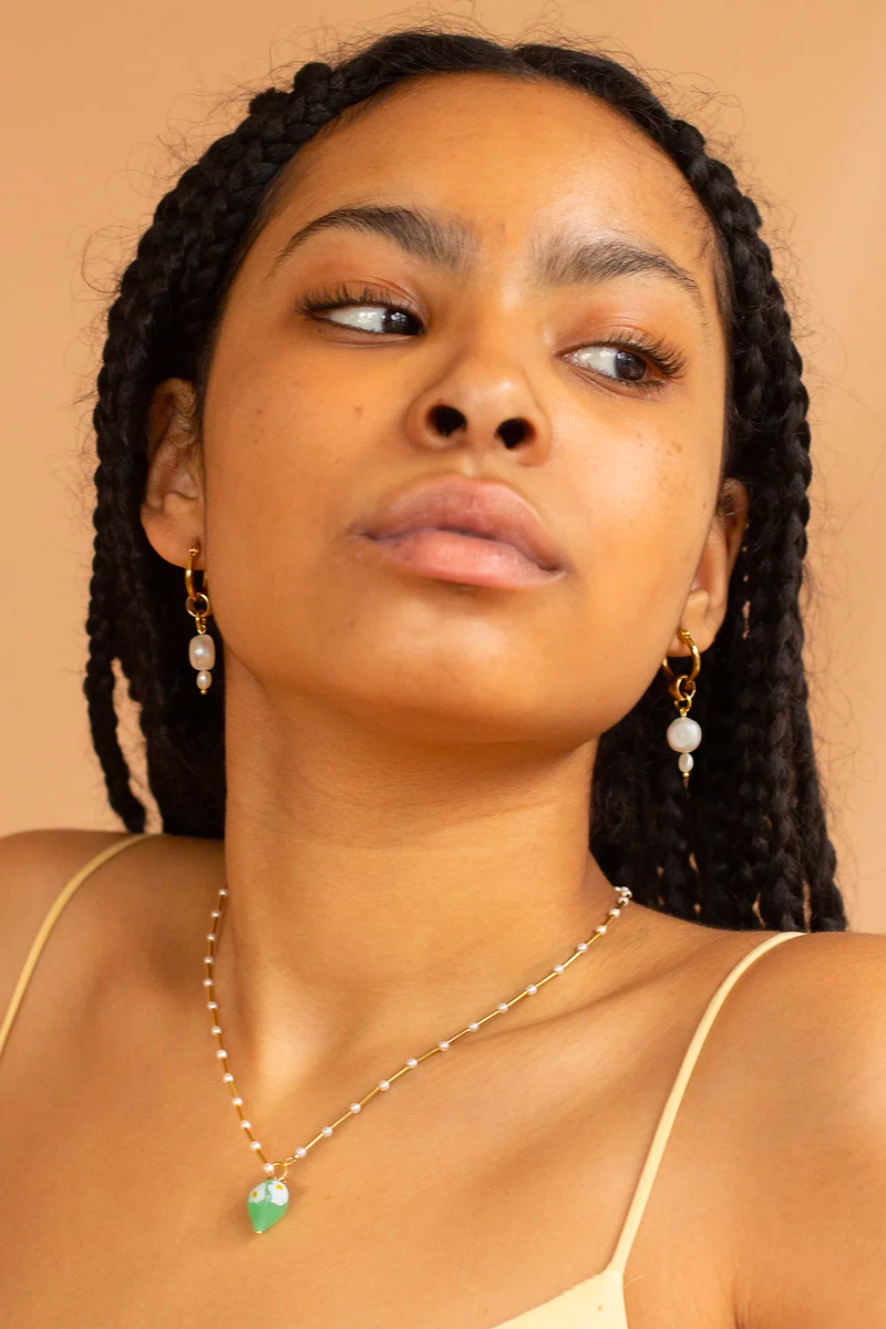 Pearl Drop Hoop Earring Pair