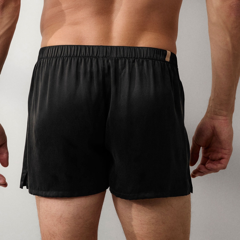 Men's Washable Silk Boxer, Immersed Black