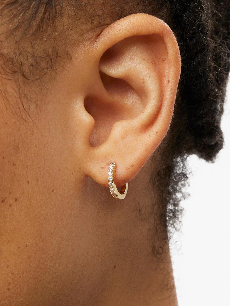 Pave Huggie Hoop Earrings