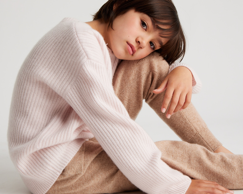 Kids Washable Cashmere Fisherman Tunic Sweater