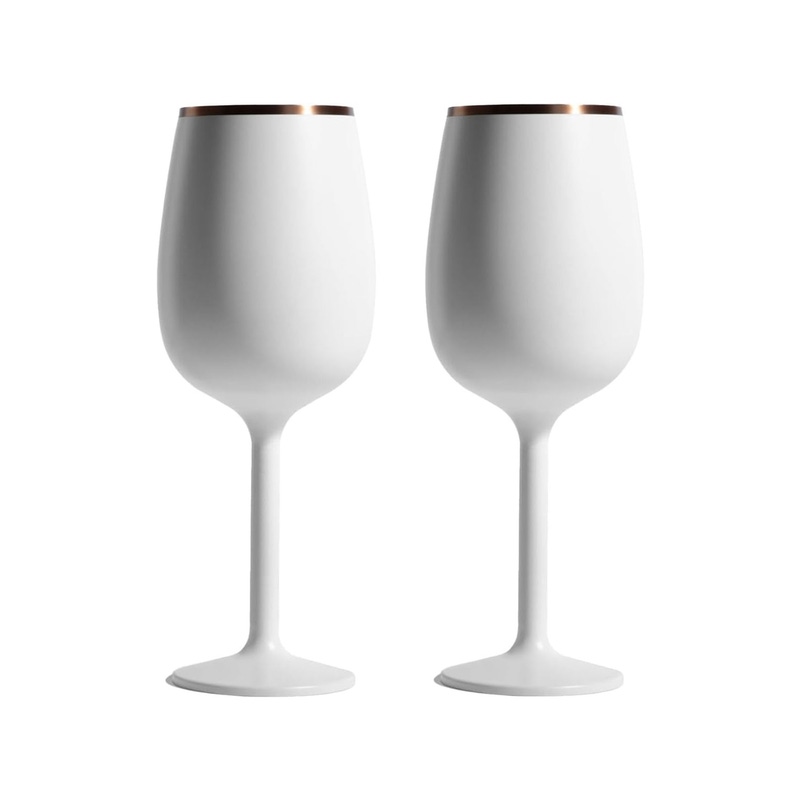 Stainless Steel Stemmed Wine Glass, Set of 2