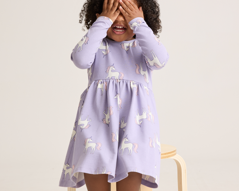 Toddler Organic Cotton Long Sleeve Skater Dress