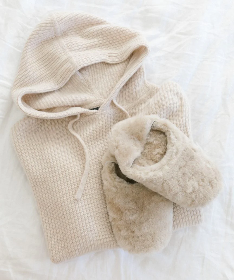 Shearling Moroccan Slipper, Smoke