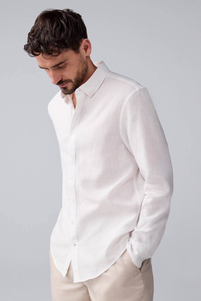 Tech Linen Long Sleeve Button Up