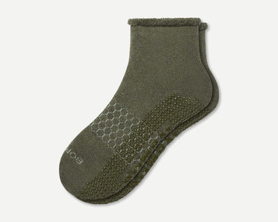 Men's Merino Wool Blend Roll-Top Gripper House Socks