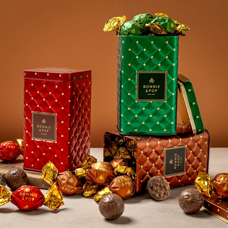 Premium Milk & Dark Chocolate Bonbons in Elegant Keepsake Tin