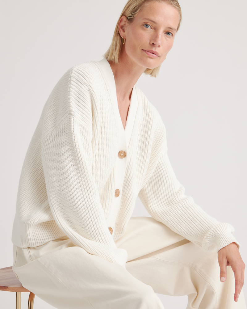 100% Organic Cotton Fisherman Boxy Cropped Cardigan