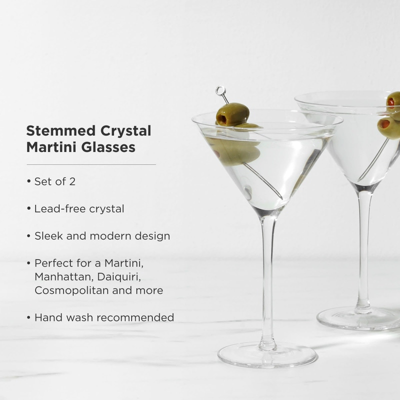 Crystal Martini Glasses, Set of 2