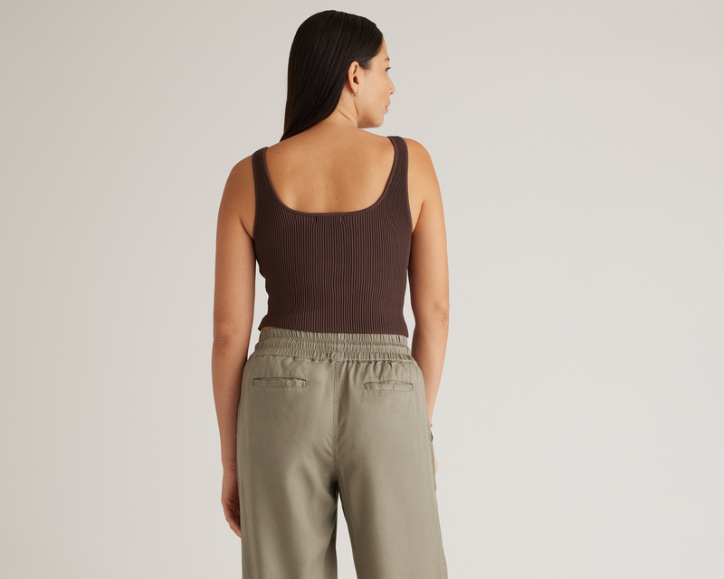 Cropped Square Neck Ribbed Knit Tank