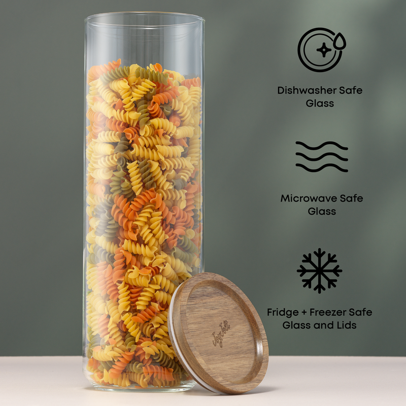 3-Piece Stackable Glass Storage Canister Set with Wood Lids