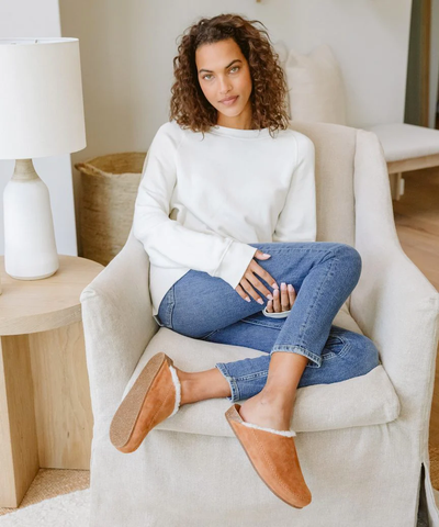Shearling-Lined Moc Clog, Saddle
