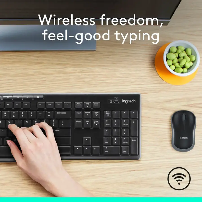 MK270 Full-Size Wireless Membrane Keyboard and Mouse Bundle for PC