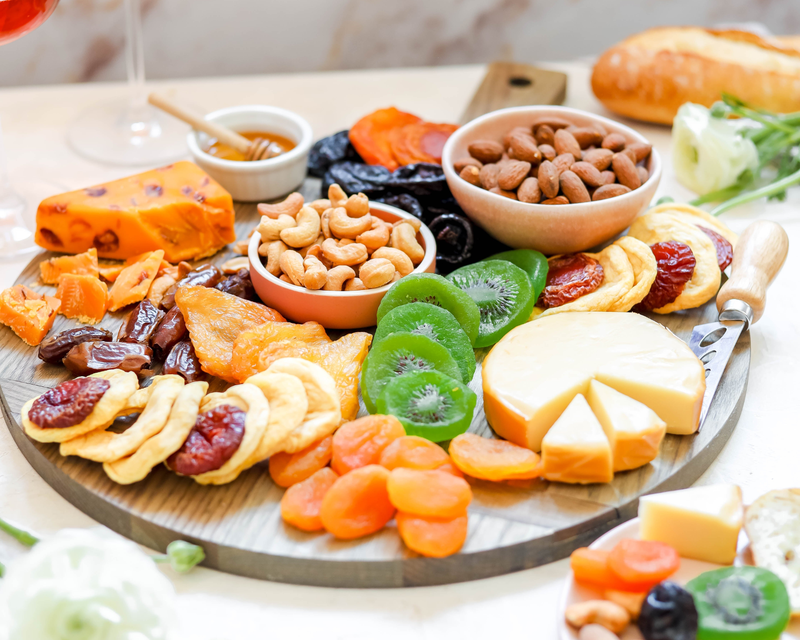 Cheese, Fruit & Nut Gift Basket in Wooden Tray