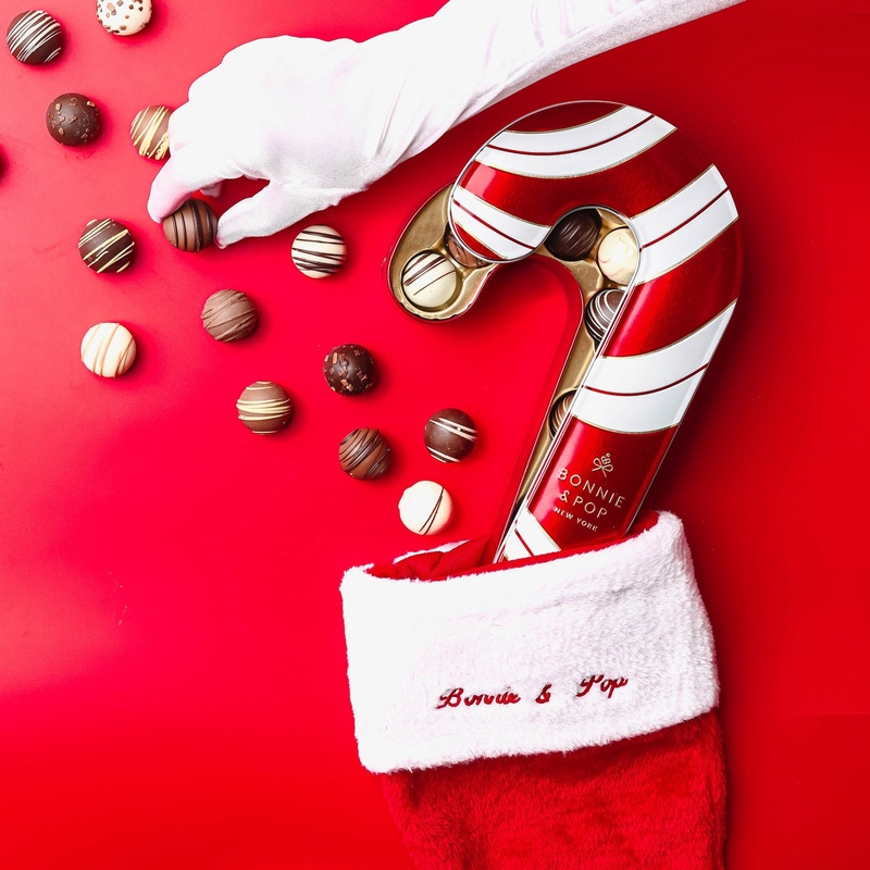 Candy Cane Gift Tin with Chocolate Truffles