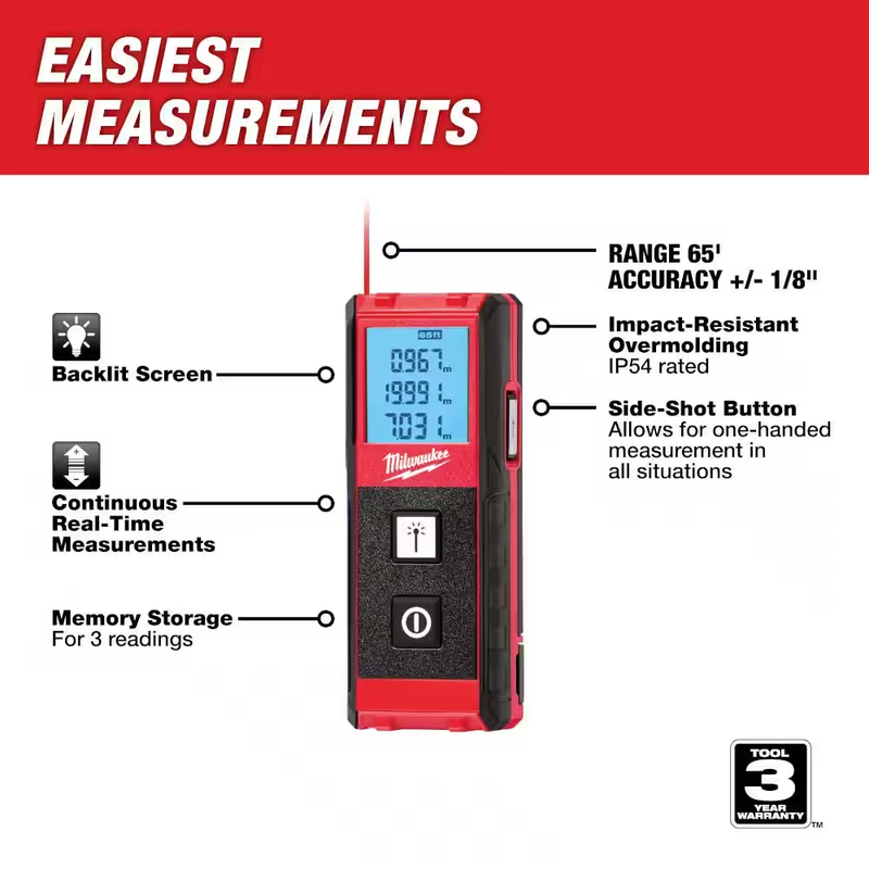 65' Laser Distance Meter