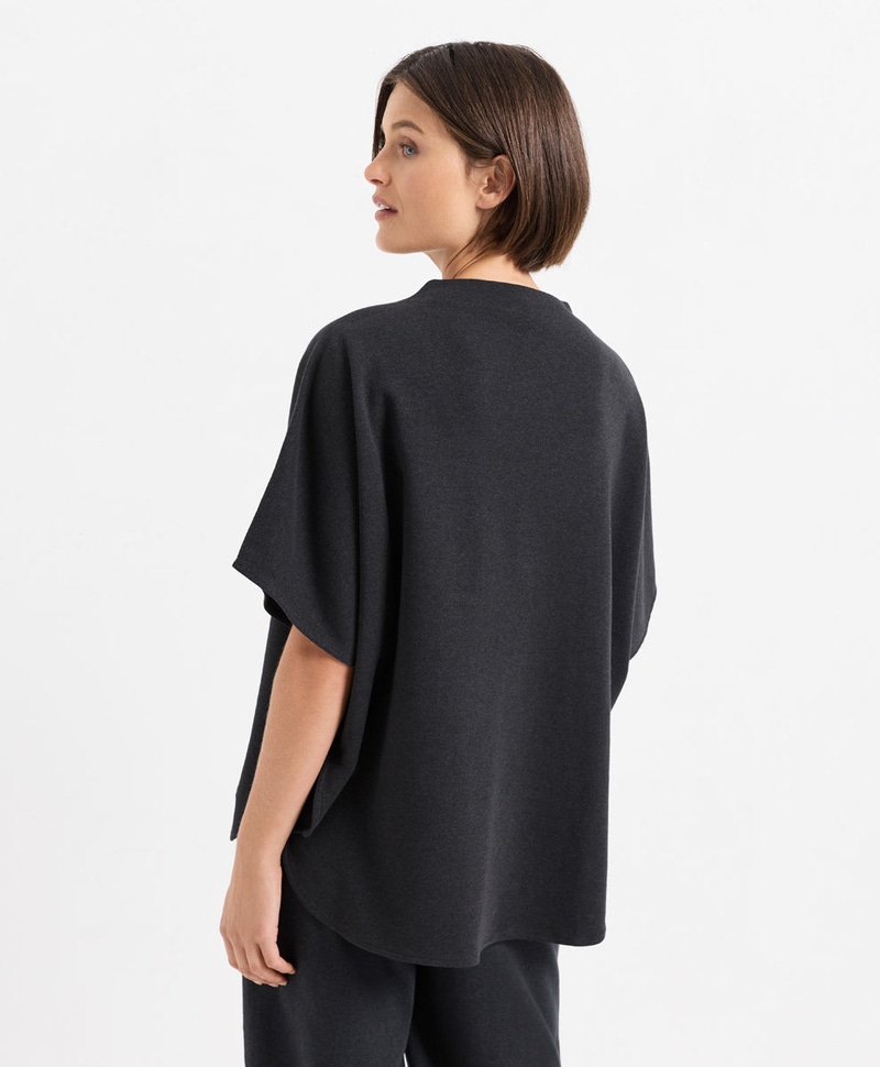 Women's Organic Roam Capelet Top, Dark Charcoal Heather