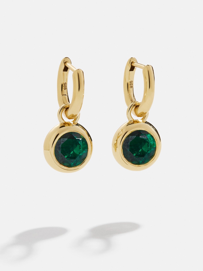 18K Gold Birthstone Drop Earrings