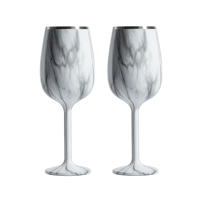 Stainless Steel Stemmed Wine Glass, Set of 2