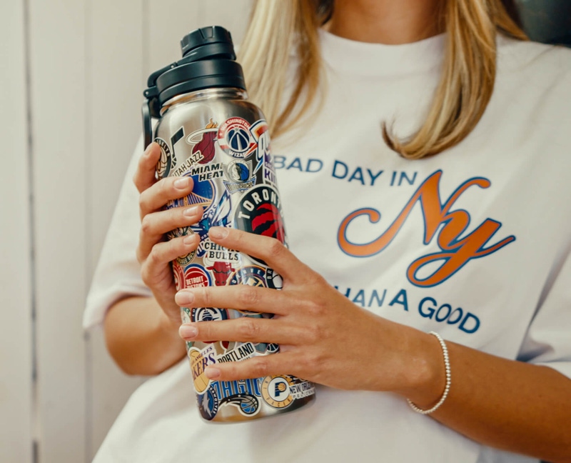 NBA 32oz All Team Sticker Print Bottle
