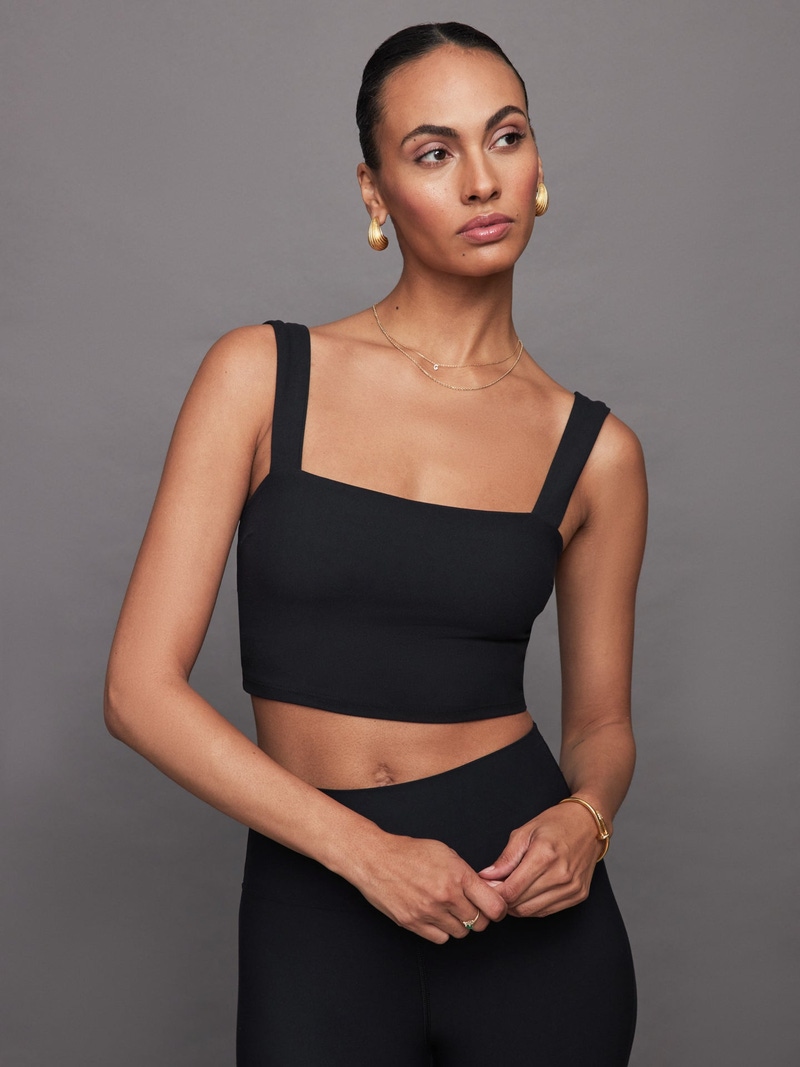 Square Neck Bra Top in Melt, Black