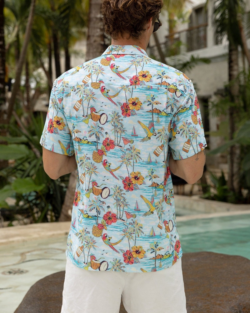 Wastin' Away Again Margaritaville Blue Short Sleeve Shirt