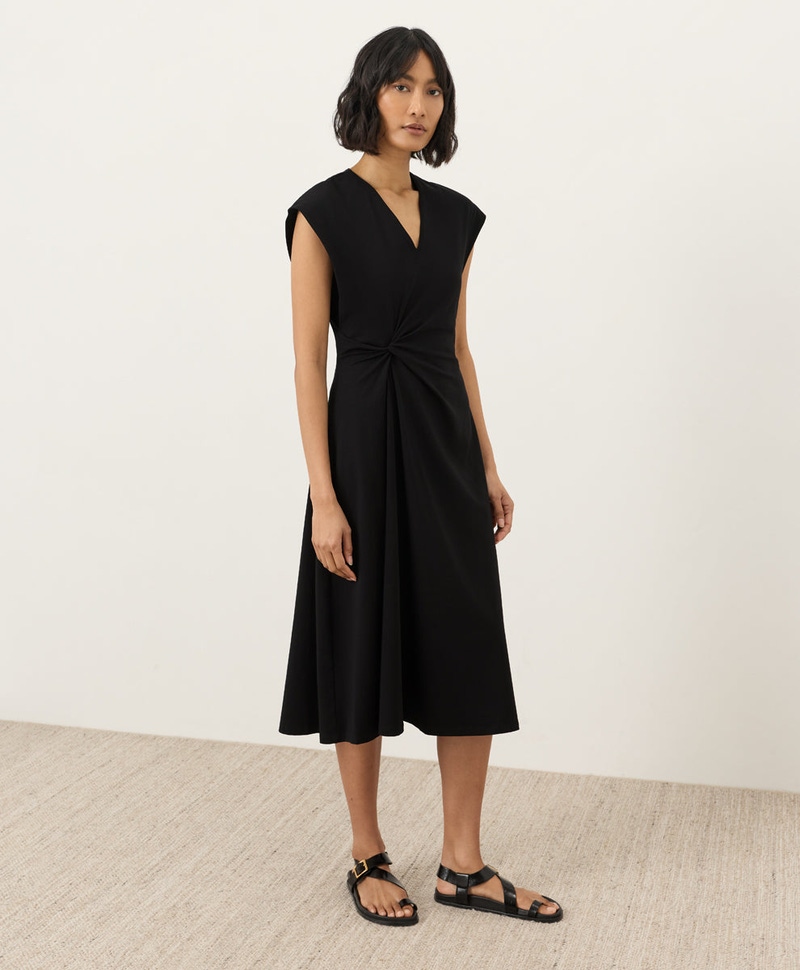 Women's Organic Fit & Flare V-Neck Twist Dress, Black