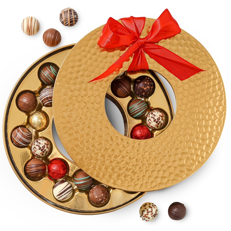 Festive Wreath Tin with Assorted Chocolate Truffles