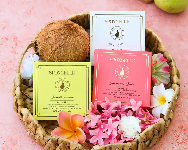 Boxed Flower Body Wash Infused Sponge Sets Trio
