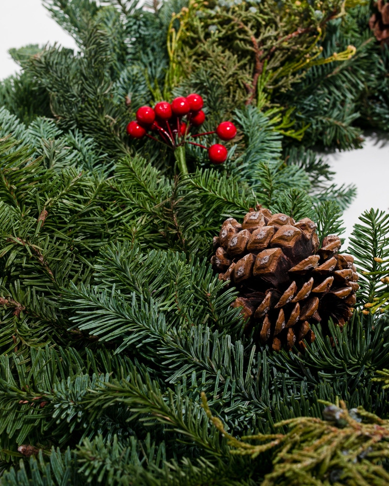 Fresh Cut Noble Fir, Juniper & Cedar Holiday Wreath