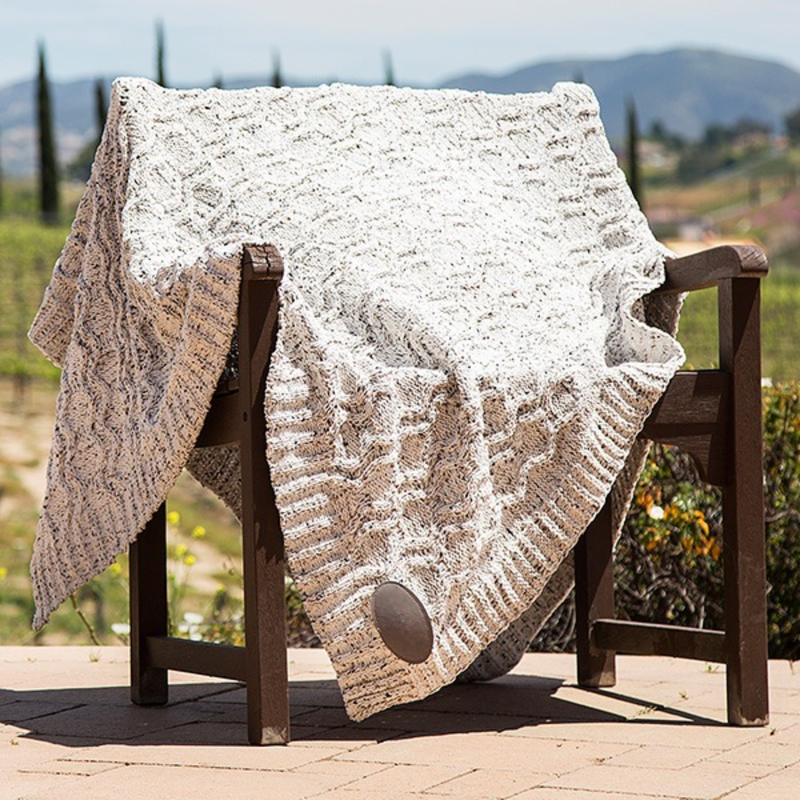 Branded Vanilla Cookie Cable Knit Chenille Blanket