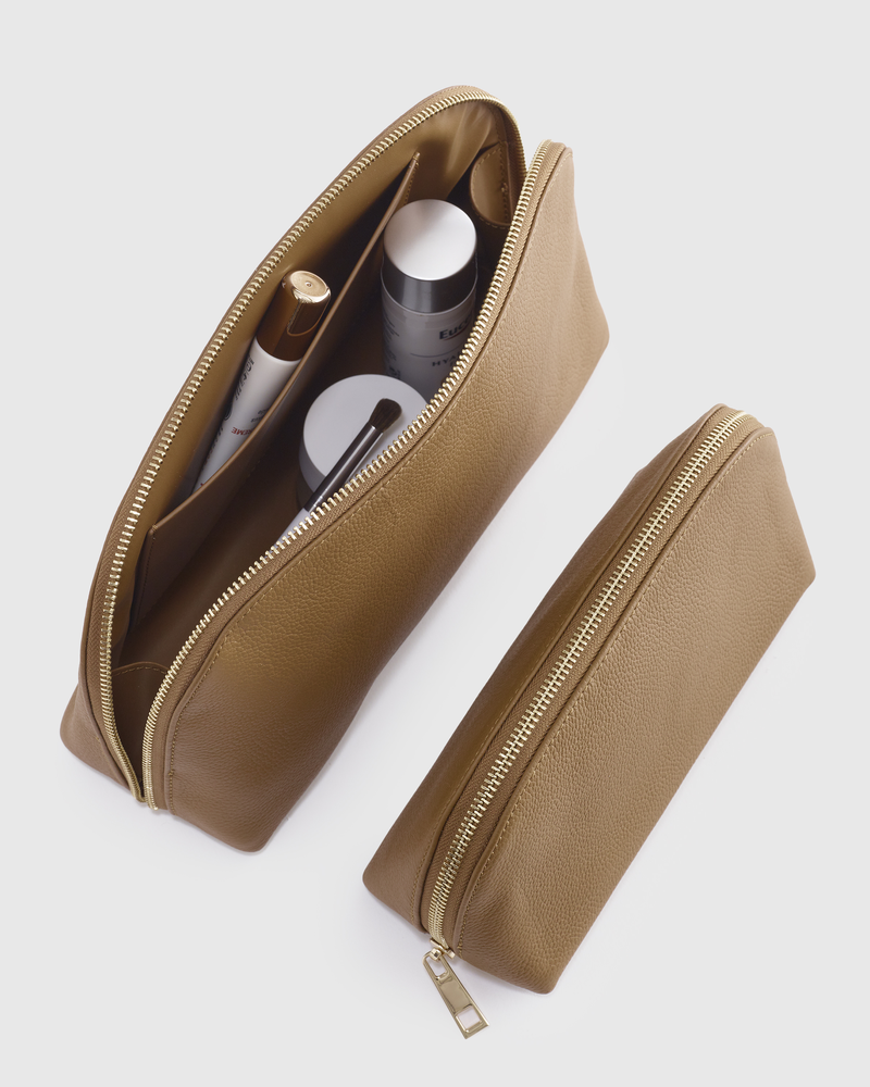Italian Leather Pouch Tech and Travel Kit