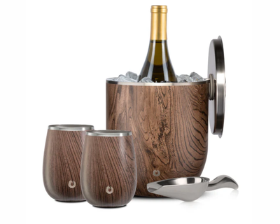 Stainless Steel Ice Bucket and Wine Glass Set