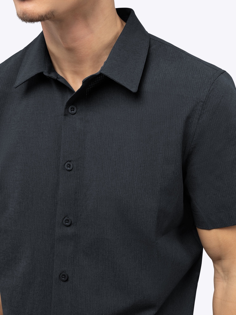 Men's Crossover Button Up, Black