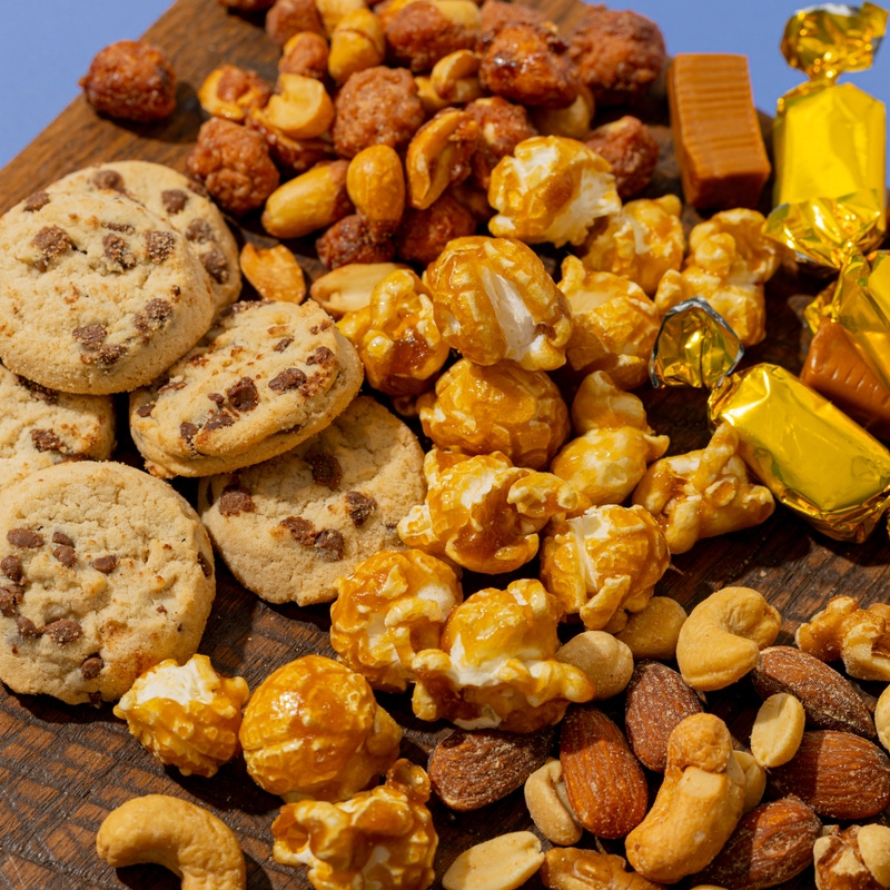 Elegant Gift Tin with Chocolate, Nuts & Caramel Treats