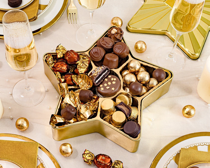 Christmas Chocolate Bon Bons Star Tin