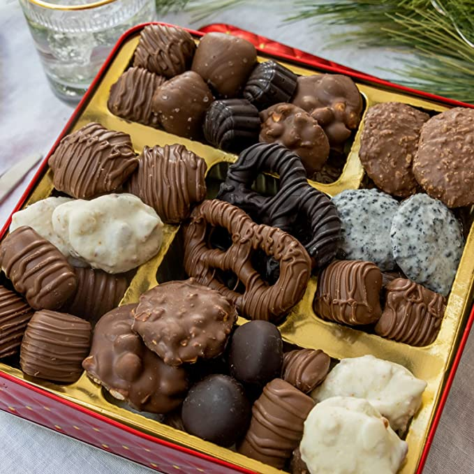 Gourmet Holiday Tin with Assorted Chocolates & Caramels