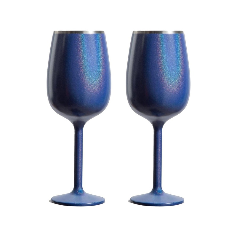 Stainless Steel Stemmed Wine Glass, Set of 2